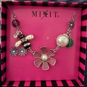 Mixit Silver and Pink Floral Mix it Spring Jewelry set new in box